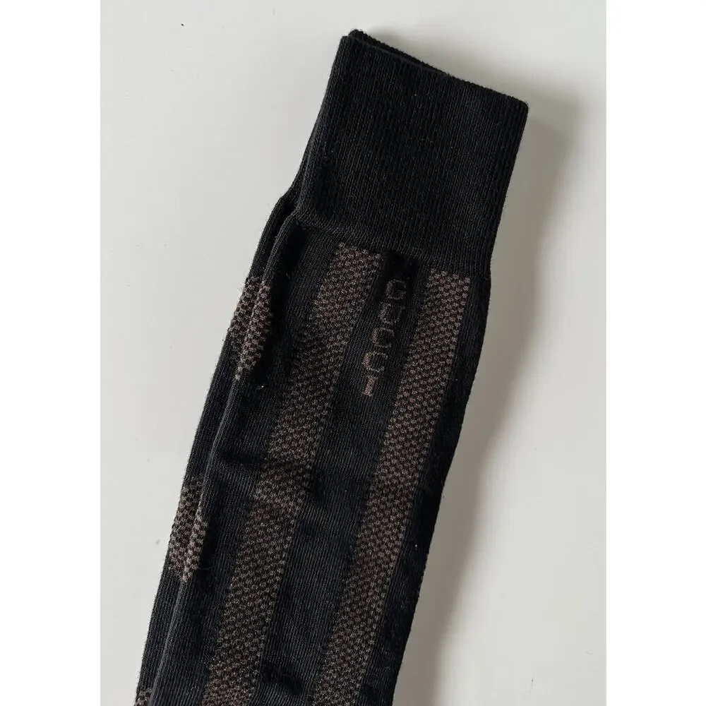NWT Gucci GG Black/Beige Socks Size M (24-26 cm) Made in Italy 675854